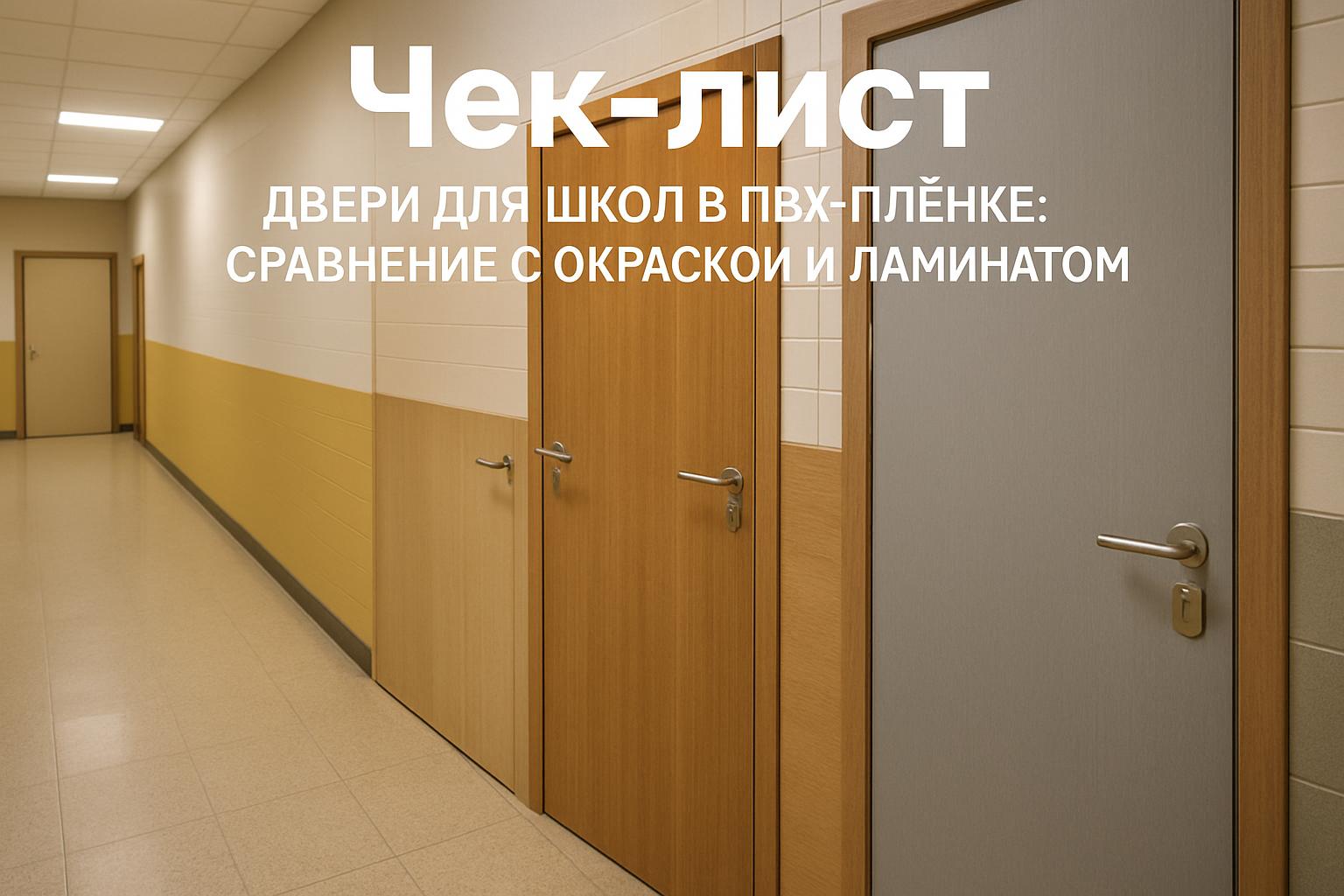 Анализ дверей для школ в ПВХ-пленке, их преимущества и недостатки по сравнению с окраской и ламинатом. Руководство для девелоперов, архитекторов и эксплуатантов