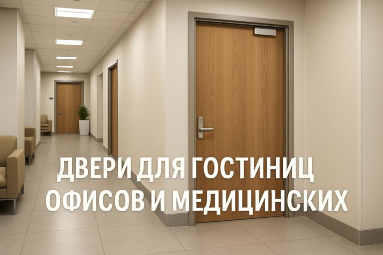 Практическое руководство по выбору дверей для гостиниц, офисов и медицинских учреждений: типы дверей, отделка, звукоизоляция и противопожарные требования.