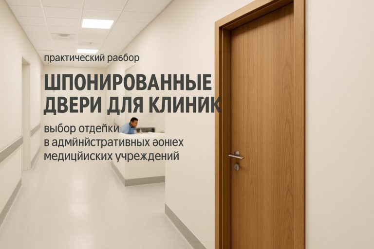 Как выбрать шпонированные двери для административных зон клиник с учетом требований к дизайну, гигиене и эксплуатации. Практические рекомендации для заказчиков.