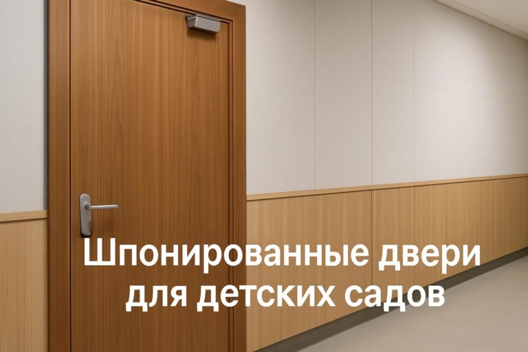 Шпонированные двери для детских садов создают статусный интерьер, обеспечивают долговечность и отвечают требованиям безопасности и звукоизоляции.